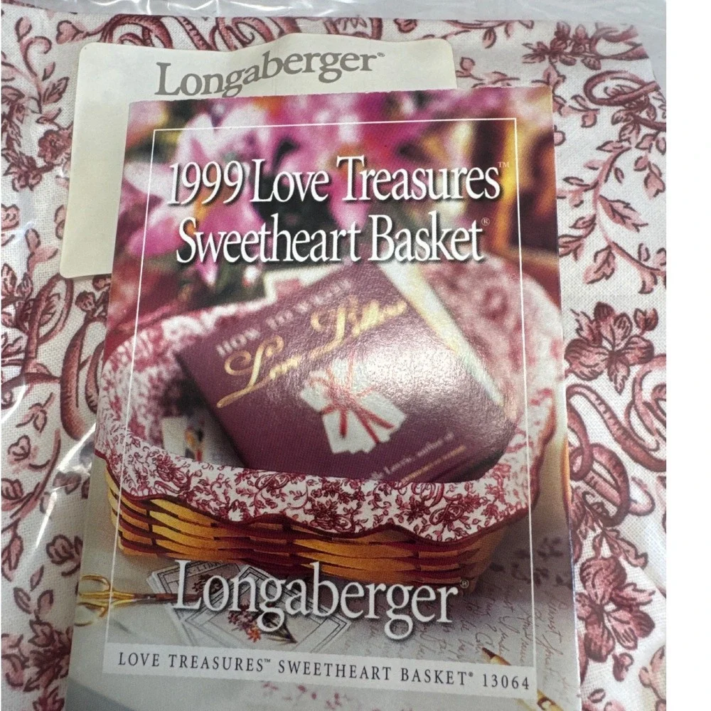 Longaberger Love Treasures Sweetheart Basket Set 1999 Red Heart Wood Lid LinerEX